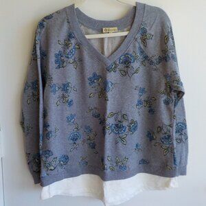 Democracy Sweatshirt - Large - Grey Flower - Lightweight - NWOT (503)